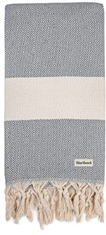 Turkish Beach Towels - Beach Towels for Adults Extra Large 100x180cm - Turkish Hammam Peshtemal Towel - Super Absorbent, Quick Dry, Lightweight, Compact Towels for Travel Swimming Bath Gym (Grey, 1)