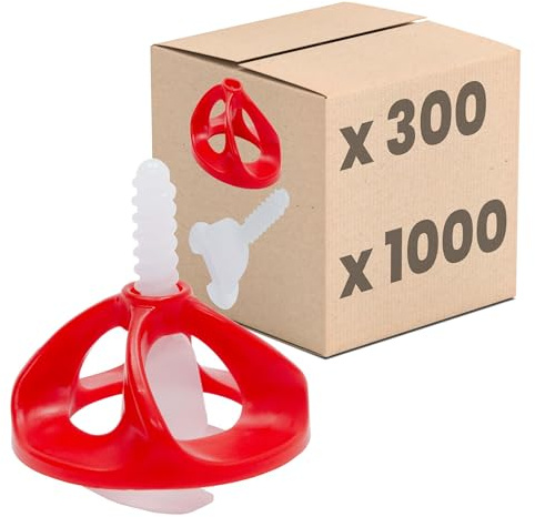 Dalsys Fliesen Nivelliersystem Set L 1.000 Gewindelaschen + 300 Hauben 1mm | Verlegehilfe, Fliesenleger Werkzeug, Abstandshalter, Verlegesystem, Fliesenzubehör