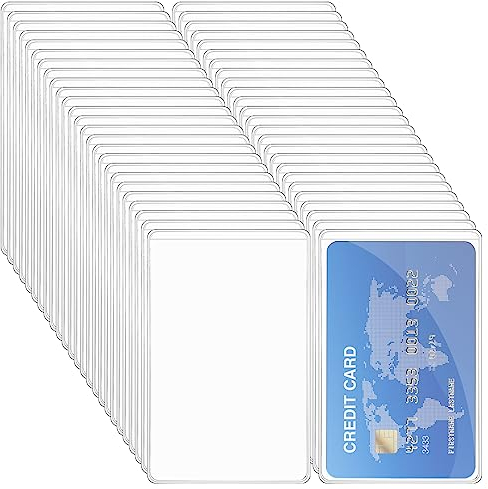 Vicloon Ausweishülle Ausweishalter, 50pcs transparent Schutz- und Ausweishülle Kartenhülle Doppelt Karten Schutzhülle Kartenhalter ID Card Holder Wasser Kartenschutzhülle