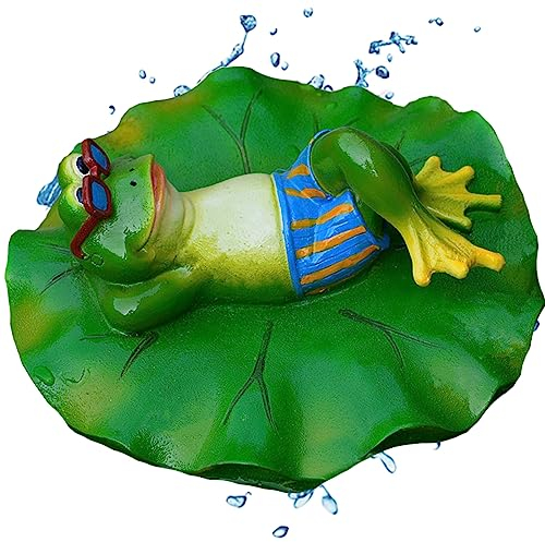 Tuzsocr Galleggiante animale vasca da bagno,Mini bacino decorativo rana galleggiante,Ornamento di scultura di foglia di loto di resina,per la casa,Giardino,Pesce Tank,Stagno,Piscina,Acquario (stile 4)