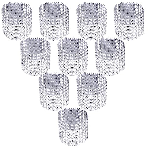 Uposao Silber Serviettenringe 100 Stück Bling Strass Serviettenhalter Serviettenringe Diamant Serviettenschnallen für Tischdekoration, Hochzeit, Abendessen, Party, DIY Dekoration Weihnachten