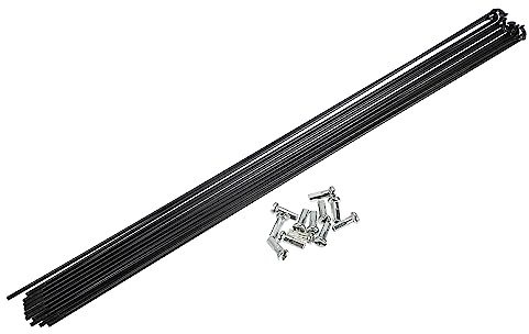 QUARKZMAN 12 Pezzi Raggi per Bicicletta a J da 14G con Nippli, Nero