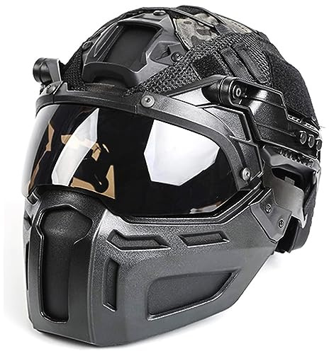 Fotrsta Vollgesichtsschutz Helm Mit Schutzbrille Und Maske, Taktischer Airsoft Paintball Helm Visier 90°Verstellbar Für CS-Überlebensspiel-Paintball-Rollenspiele