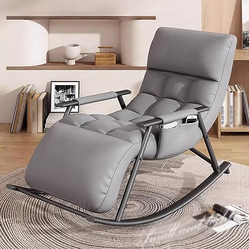 DSEWTEZXI Draussen atmungsaktiv gartenliege mit Polster,drinnen Schlafzimmer Schaukelstuhl,modern Schwerelosigkeit Relaxliege Liegestuhl,Camping Rocking Chair mit Armlehnenbeutel,ergonomischer Stuhl.