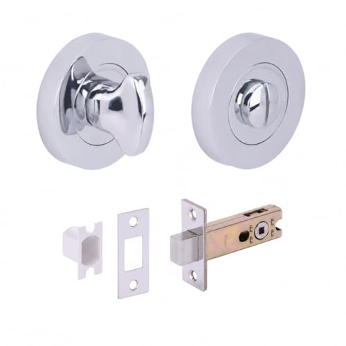 HANDLEZONE® Bathroom Toilet Door Thumb Turn and Release Deadbolt Kit - Polished Chrome - 76mm Bolt with 57mm Backset