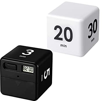 Griwiuiowe 2 unidades cubo temporizador sensor de gravedad Flip temporizador de cocina para la gestión del tiempo y cuenta reversa 1-3-5-10,15-20-30-60 minutos