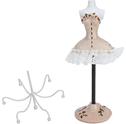 Blanketswarm Mini-Schaufensterpuppen-Schmuckständer, Puppen-Schmuckständer, Halter für Ohrringe, Armbänder, Ringe, Organizer, Dekorativer Schmuckaufhänger für die Schmuckvitrine(Champagner Nr. 3)