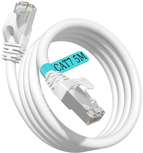 Soibke Lan Kabel 5meter Cat 7 Netzwerkkabel Weiß High Speed SFTP Shielded | Ethernet Kabel 5m 10Gbps 600Mhz Patchkabels Shielded Internet Kabel Indoor Wlan Kabels RJ45 Wifi kabels für Router Modem