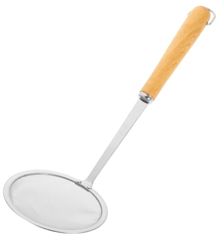 IMIKEYA schiumatoio di ragno Cucchiaio filtro olio Impugnatura ergonomica filtro mestolo scolapasta con manico in legno utensile da cucina Metallo colino strumenti di legno skimmer