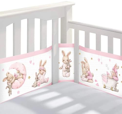 Bizcasa 2 Stück Bettumrandung Babybett,Babybett Umrandungen Breathable Netzgewebe Umrandungen,4-Seitiges Netzfutter für Kinderbetten-Verstellbar,Abnehmbar -340cmx30cm + 160cmx30cm