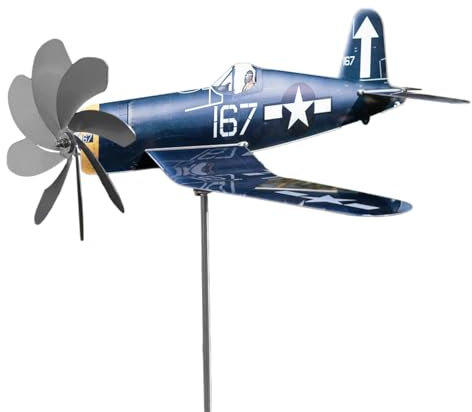 Garden Wind Spinner - Aircraft Windmill Garden Stake, Large Outdoor Wind Sculpture Garden Decoration, Weatherproof Airplane Wind Spinner With Garden Stake, Metal Windmill For Garden Lawn Decoration