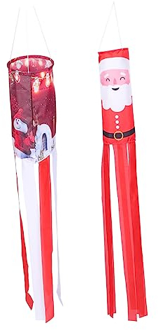 Sosoport 4stücke Hängender Windsack Weihnachtsmotiv Wetterfeste Garten Und Festtagsdekoration Für Drinnen Und Draußen Leicht Und Einfach Aufzuhängen Für Weihnachtsfeiern Und Festliche
