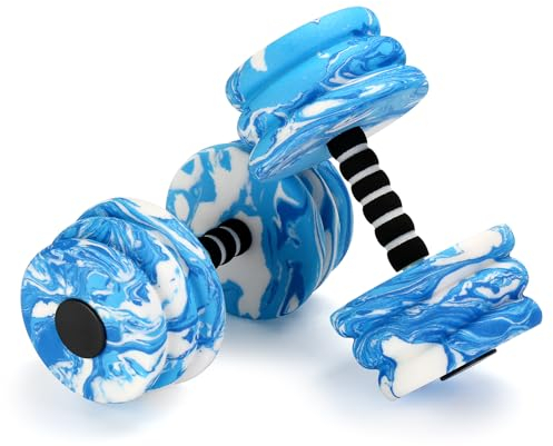 Aquatic Exercise Dumbbells, Water Dumbbells, 2PCS Foam Barbells for Men Women Water Workouts (Blue+White)