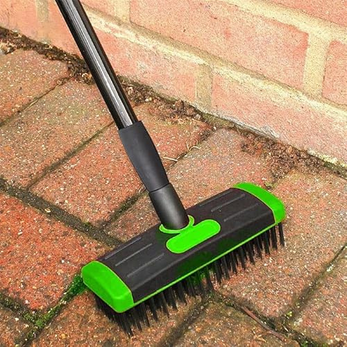 Unibos 3-in-1 Patio Weed Brush with Telescopic Handle – Wire Brush, Scraper & Broom Heads – Block Paving Cleaner, Driveway Weed Remover Tool for Moss & Patio Cleaning UK