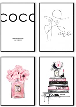 Postertech® Premium Poster Set | 4 Bilder als stilvolle Wanddeko | 4X DIN A4 | Schwarz Weiss COCO Set (Cest la vie neu)