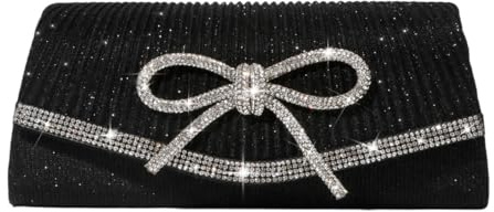 Trisapu Bow Evening Bag Sparkly Clutch Purses for Women Wedding Glitter Rhinestone Party Prom Purse Dressy Clutch Bags Black