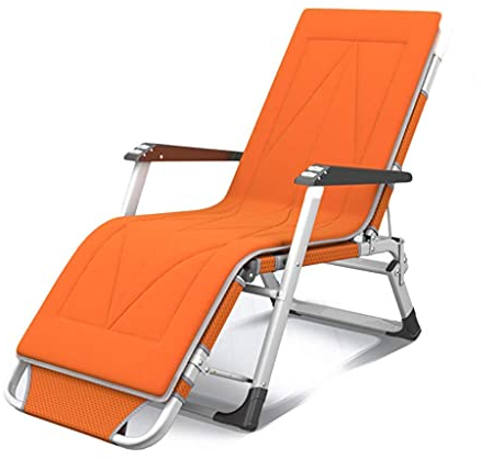 LFNXOVXF Klappbarer Sonnenliegestuhl für den Garten, Camping-Garten-Liegestühle, Schwerelosigkeits-Liegestuhl, wasserdichte Chaiselongue aus Metall für das Büro im Freien, Orange,