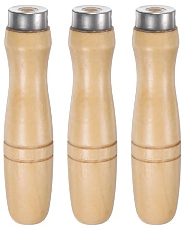 QUARKZMAN 3pcs Mango de Archivo de Madera 4.72 con Agujero Redondo 6.8mm