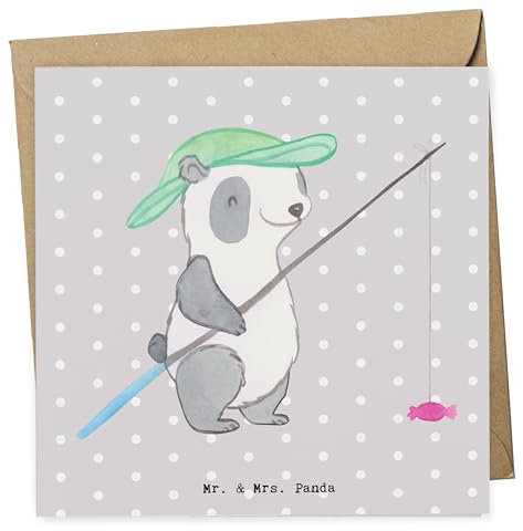 Mr. & Mrs. Panda doppelkarte Panda Angeln - Geschenk, faltkarte, Angelsport, Grußkarte, Angler, Angelverein, anlasskarte, Glückwunschkarte, gehen, Hobbyangler, Klappkarte
