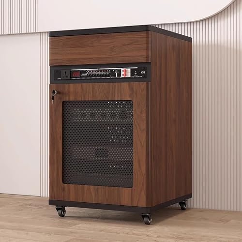 Elitix HiFi Rack Verstellbarer Audioschrank mit Regalen und Schubladen, Beweglicher AV-Medienständerturm mit Schneller Wärmeableitung, Organizer für Videokomponenten Im Studiobüro(Brown,S)