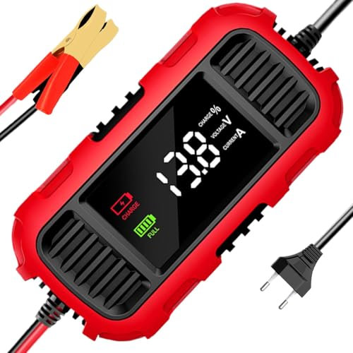 Motorrad-Ladegerät, Motorrad-Erhaltungsladegerät | 12V Kfz-Motorrad-Ladegerät,Digitales Display, intelligente Erkennung, intelligentes Autobatterieladegerät für Autos, Rasenmäher