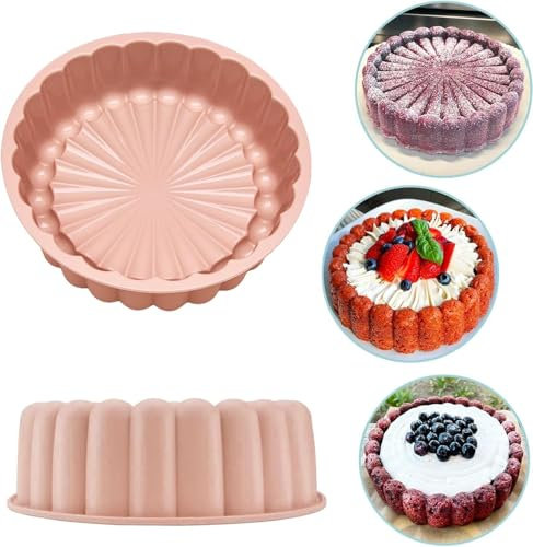 Zhenghebuy Molde de Pastel de Silicona,Moldes Reposteria Redondo,8 Pulgadas Moldes Tartas,Molde Bizcocho Antiadherente para Tartas de Queso,Pan