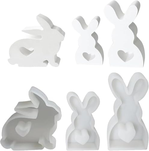 Silikonformen Gießformen Ostern, 3 Stück Osterhase Silikonform Ostern Silikonform Hase Silikonformen Gipsformen Ostern Gießform Hase Giess formen Silikon Frühling