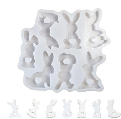 Molde de chocolate de Pascua,Molde de caramelo de conejito - Moldes para fondant,Molde de silicona de conejito de 7 cavidades para chocolate, dulces, decoraciones de magdalenas, ideal para fiestas tem