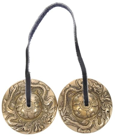 Ieron Cloche de cymbale de méditation en Relief de Dragon, carillons de méditation de Yoga, cymbales tibétaines Tingsha avec Sac de Rangement pour la guérison et la méditation de Pleine Conscience