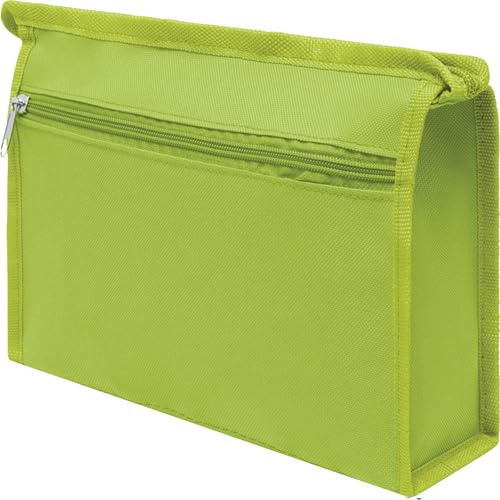Trousse de toilette - 28 x 18 x 8,5 cm - Sac de toilette avec poche avant zippée - 6 couleurs - Pliable - Léger - Pour les voyages en avion et les vacances - Vert citron vert moderne, Lime, Style