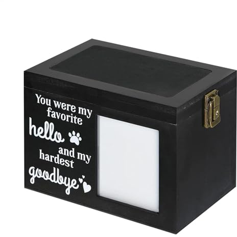 Caja de cremación para mascotas, caja de ceniza para perros | Mascota permanece urna marco de fotos de madera caja conmemorativa, gran urna conmemorativa mascota permanece ceniza caja