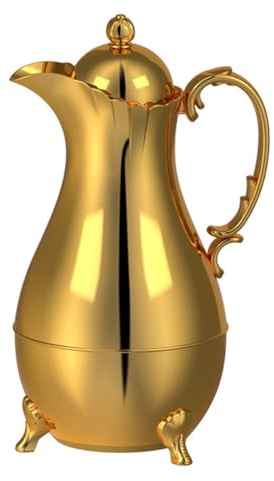 Insulated Coffee Carafe, Golden Arabic Thermal Carafe with Coffee Dispenser for Hot Drink, Kitchen Elegant 1.0L Juice Kettle Tea Pot