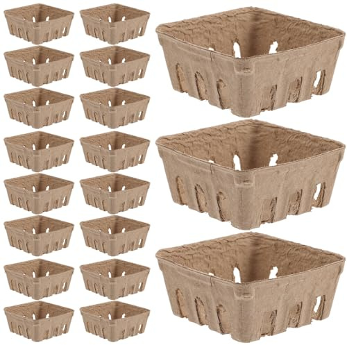 BESTYASH 50pièces Panier à Fruits Pâte à Papier Décoration Fraise Accessoire De Rangement pour Fruits Et Légumes Récipient à Baies pour Cuisine