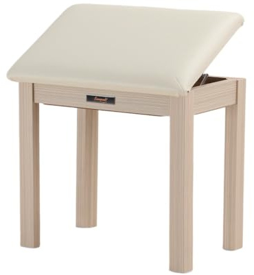 Sanpuli Einzelne Klavierbank aus Massivholz, Klavierhocker, Klavierbank mit Aufbewahrung/Keyboardbank, hochdichtes Schwammkissen für lange Nutzungsdauer. Tragkraft 136 kg (Beige)