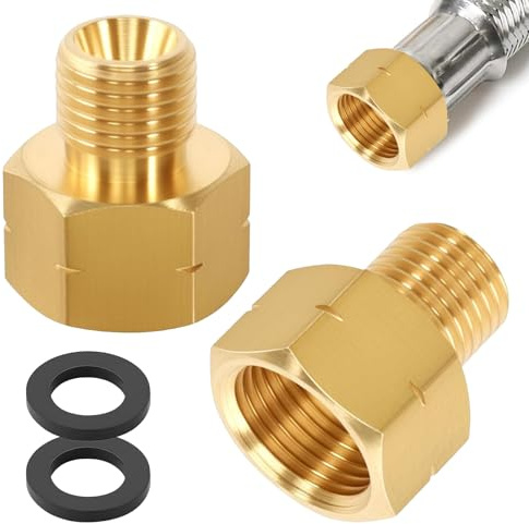 GmwyCzV 2 Piezas Adaptadores de Latón LPG de Gas, 1/4 Pulgadas a 3/8 Pulgadas Adaptador para Manguera, Incluye Junta, para Estufas de Gas, Hornillos de Camping y Barbacoas, Duradero y Seguro