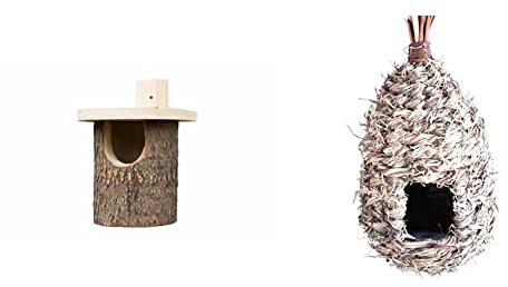 ZZTDHG N8 natürlicher Rotkehlchen-Nistkasten, Vogelhaus, Silber und hohe Schlaftasche