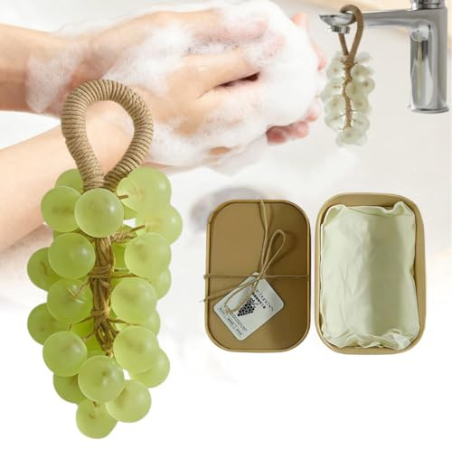 Sapone a forma di uva su una corda, sapone a forma di uva realizzato a mano, a forma di uva, saponette decorative per lavarsi le mani e il bagno, squisita decorazione per la casa e idea regalo per