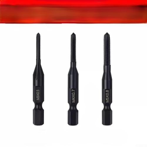 Oniissy 3-in-1-Gewindebohrer-Set, beschichtete HSS-Metrische Gewindebohrer und Bohrer für Holz, weiche Metalle, Kunststoff, Sechskantschaft, Handmaschinenschrauben, Gewindeschneidwerkzeuge (3 Stück M3