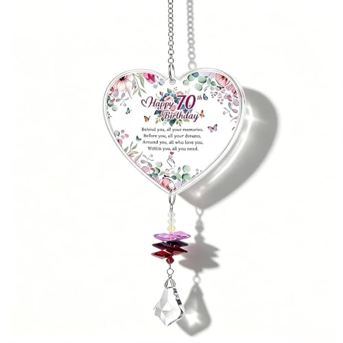 70th Birthday Gifts for Women Crystal Suncatchers, 70th Birthday Presents | Heart shape pendant crystal gifts for women, Gifts for 70 year old woman, For grandma mum wife auntie friends ladies