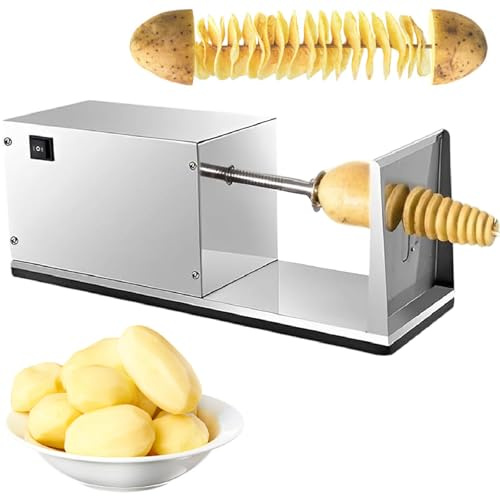 QUSYZD Affettatrice per Patatine Fritte, affettatrice Automatica per Patate a Spirale, Macchina elettrica a Torre a Spirale per Patate in Acciaio Inossidabile per Uso Dom,