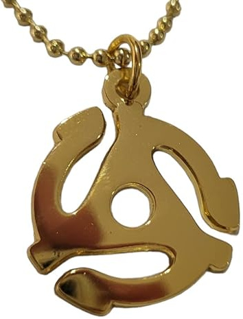 45 RPM Vinyl GOLD Record Adapter Spindle Replica Pendant Necklace
