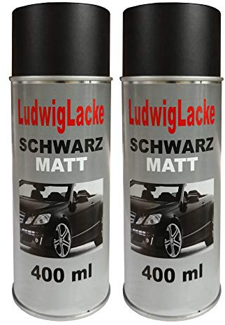 LudwigLacke 2 Lackspray Schwarz matt 400 ml je Spraydose– hochwertiger Acryllack für Metall, Holz, Kunststoff & viele Oberflächen – schnell trocknend & kratzfest