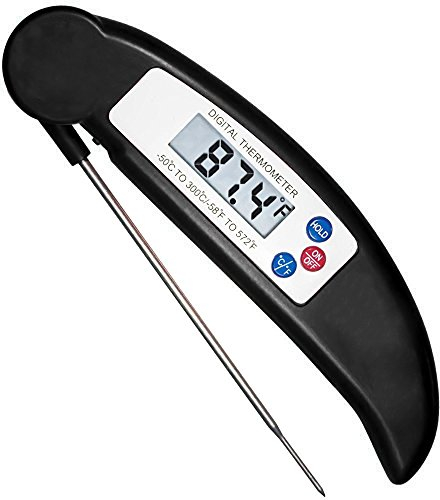 COOLEAD Digital Meat Thermometer Instant Read Food Thermometer Probe Foldable LCD Screen Temperature Probe Kitchen Cooking Thermometer for BBQ Water Sugar Jam Candy Turkey Steak Candle