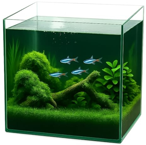 Nano Aquarium Würfel Garnelen Aquarium 35 Mini Terrarium Nagarium Terrarium Glas Aufzuchtbecken Glasbecken Glasaquarium 35x35x35 cm