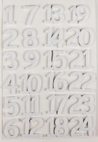 MegaCrea DIY Aufkleber Zahlen Filz weiß 3 cm x 24 Stk.