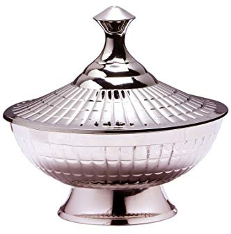 Orientalische Zuckerdose Anwar handgemacht aus Messing in Silber 12 cm