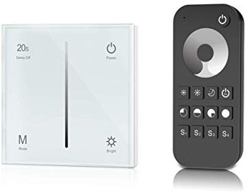 Dimmer-Panel mit Funk für LED bis 240W, Touch-Schalter 230V universal für Phasenabschnitt & -anschnitt, Wandschalter-Controller (Touch-Dimmer + Fernbedienung)