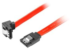 LANBERG Cable SATA Data II (6GB/S) F/F 30CM; Metal Clips Angled Red