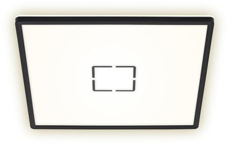 Briloner Leuchten - LED Deckenleuchte, Deckenlampe mit Hintergrundbeleuchtungseffekt, 22 W, 3.000 Lumen, 4.000 Kelvin, Quadratisch, Weiß-Schwarz, 420x420x29mm (LxBxH), 3393-015