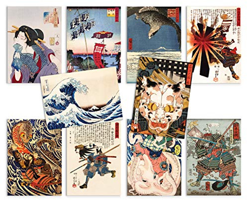 Cartoline giapponesi Ukiyo-e Art Set di 10 – Cartoline Pack Woodblock Cards Gift (Set di biglietti 1)